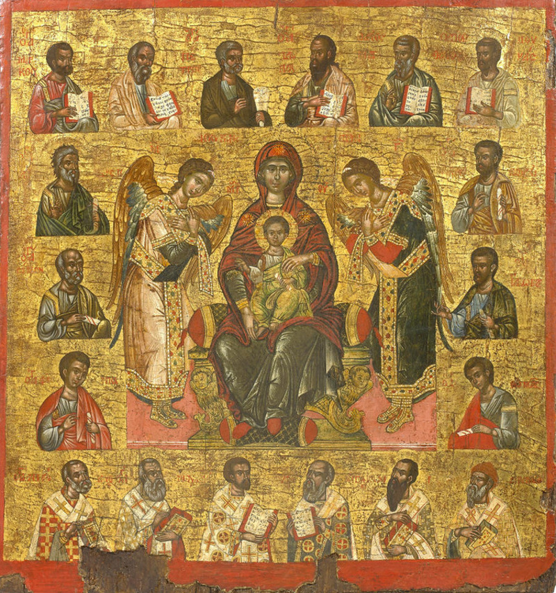 Икона Божией Матери с ангелами и апостолами